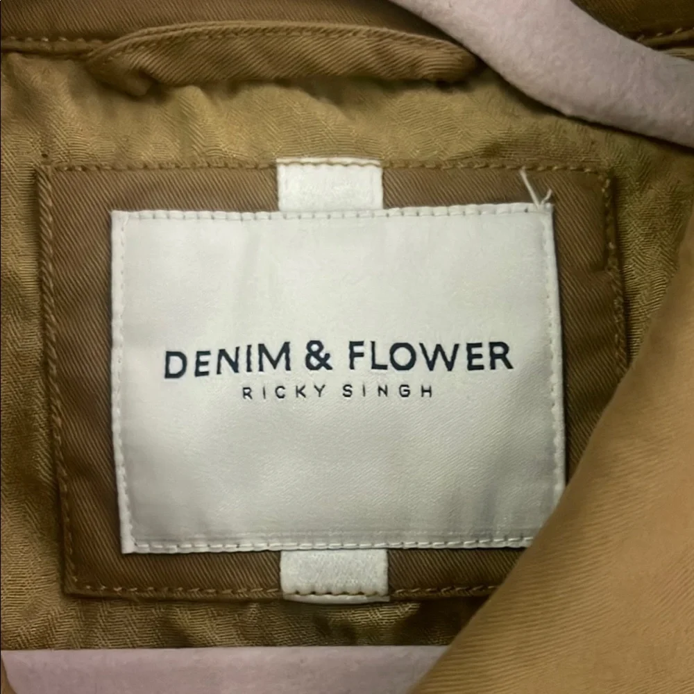 L Men’s Denim & Flower Tan Brown Olive Peached Twill Full Zip Dad Jacket Shacket